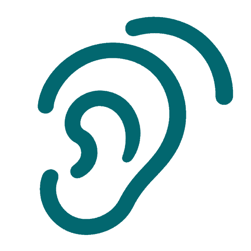 ear with hearing aid icon